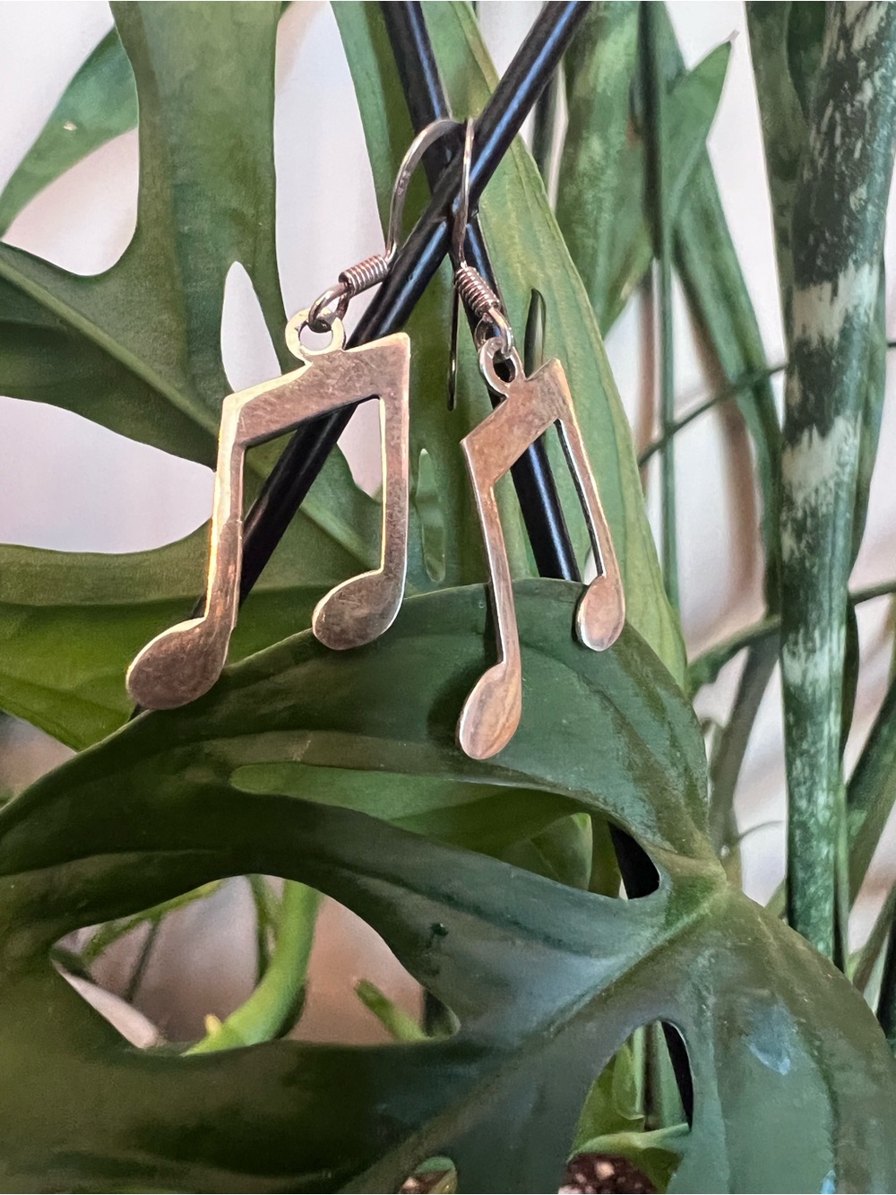 Sterling Silver Music Note Dangle Earrings